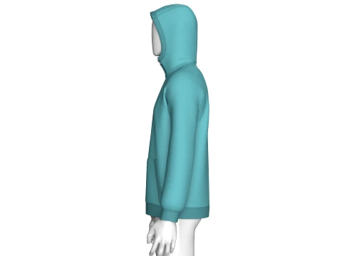 Men Side-Zip High Neck Hoodie With Pocket 3D Model
