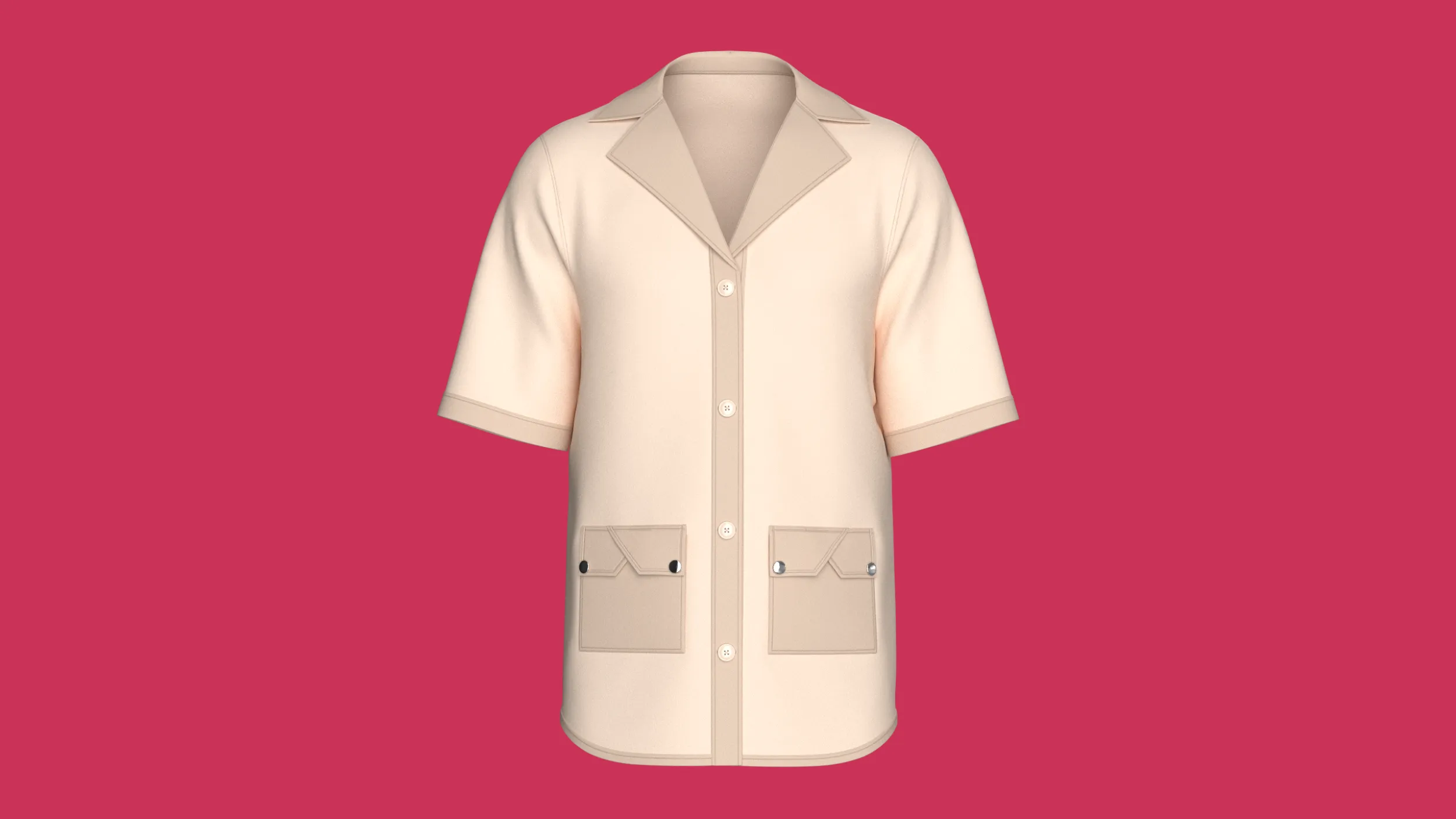 Men Notched Camp Collar Short-Sleeve Shirt 3D Model .c4d .max .obj .3ds .fbx .stl .blend 