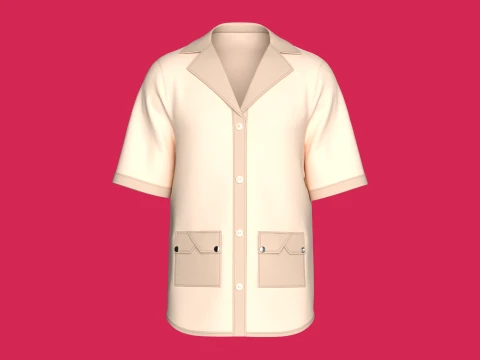 Men Notched Camp Collar Short-Sleeve Shirt 3D Model