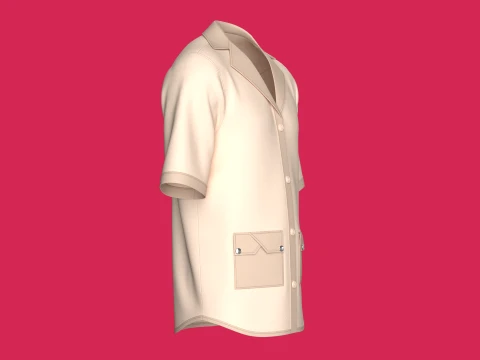 Men Notched Camp Collar Short-Sleeve Shirt 3D Model