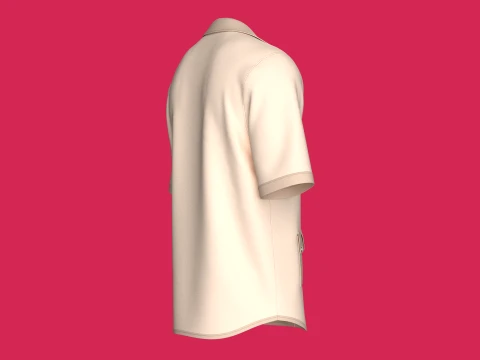 Men Notched Camp Collar Short-Sleeve Shirt 3D Model