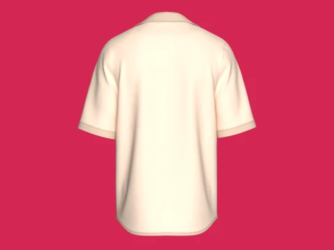 Men Notched Camp Collar Short-Sleeve Shirt 3D Model