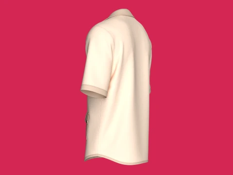 Men Notched Camp Collar Short-Sleeve Shirt 3D Model