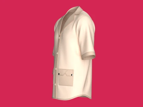 Men Notched Camp Collar Short-Sleeve Shirt 3D Model