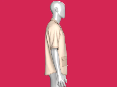 Men Notched Camp Collar Short-Sleeve Shirt 3D Model