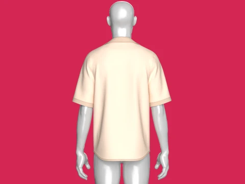 Men Notched Camp Collar Short-Sleeve Shirt 3D Model