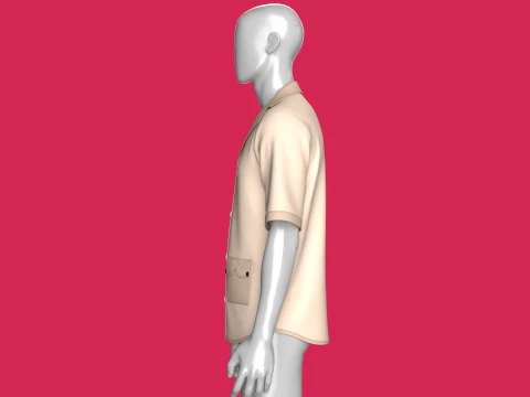 Men Notched Camp Collar Short-Sleeve Shirt 3D Model