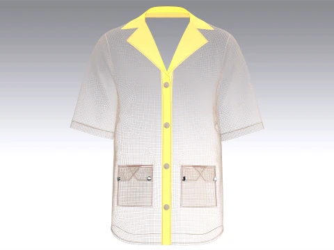 Men Notched Camp Collar Short-Sleeve Shirt 3D Model