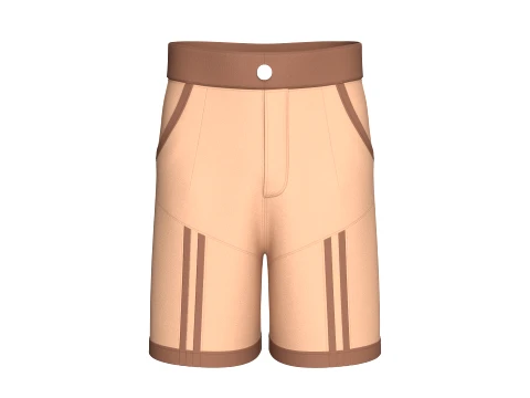 Men High Waisted Two-Tone Striped Shorts 3D Model