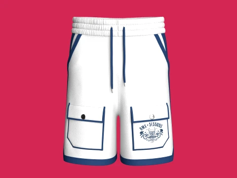 Men Printed Pocket Shorts With Elastic Waist 3D Model