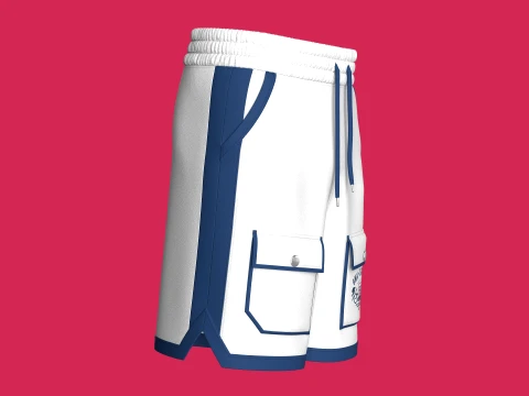Men Printed Pocket Shorts With Elastic Waist 3D Model
