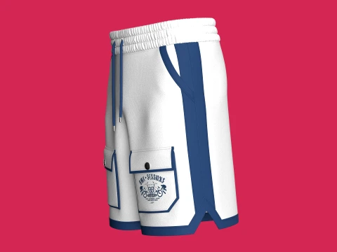 Men Printed Pocket Shorts With Elastic Waist 3D Model