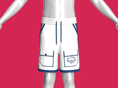 Men Printed Pocket Shorts With Elastic Waist 3D Model