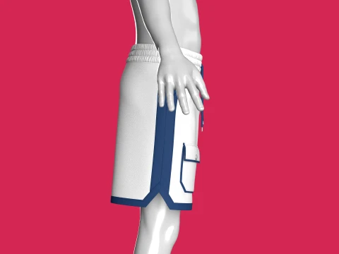 Men Printed Pocket Shorts With Elastic Waist 3D Model