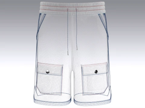 Men Printed Pocket Shorts With Elastic Waist 3D Model