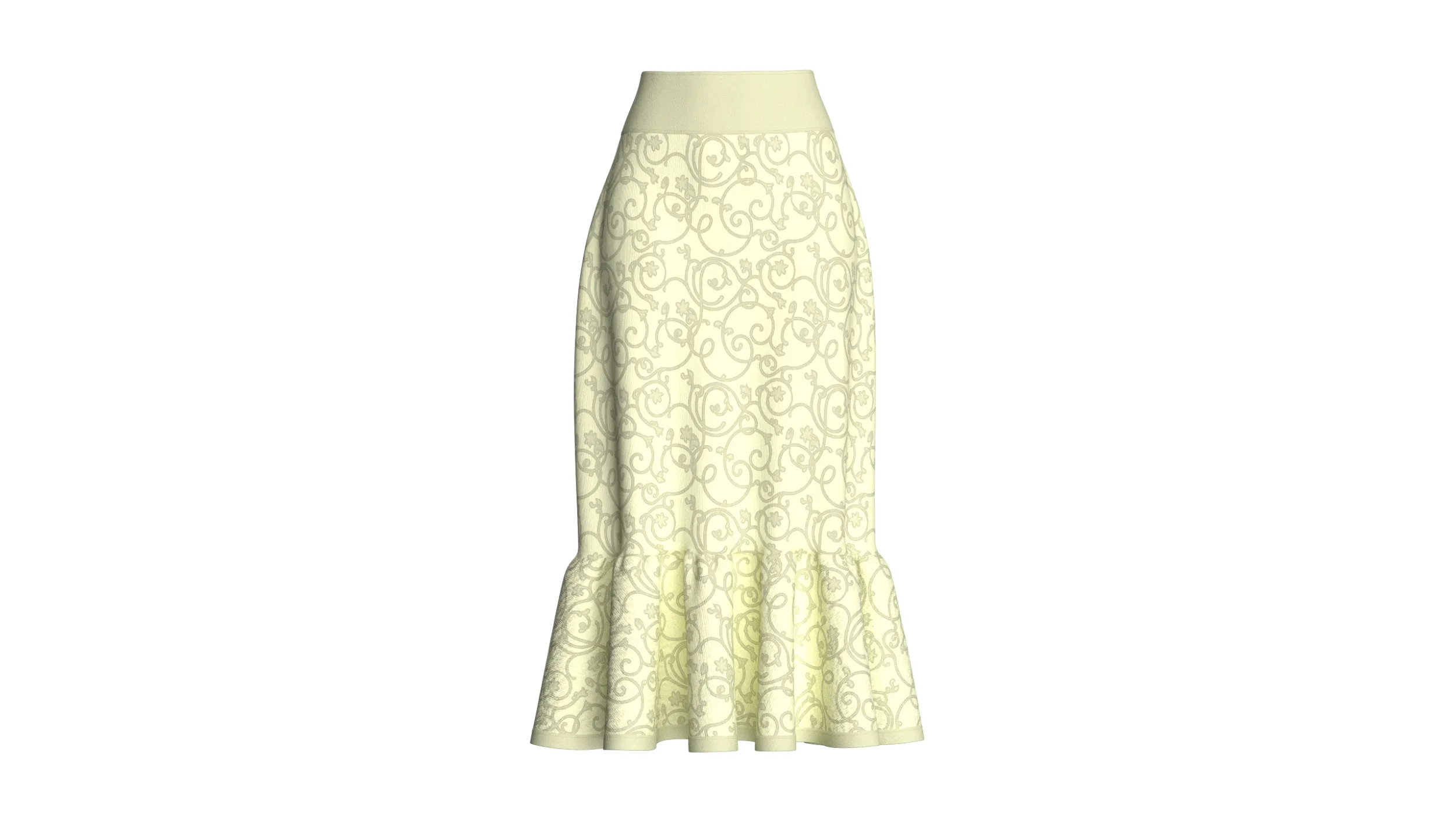 Girls Floral Printed Maxi Skirt With Ruffled Hem 3D Model .c4d .max .obj .3ds .fbx .stl .blend 
