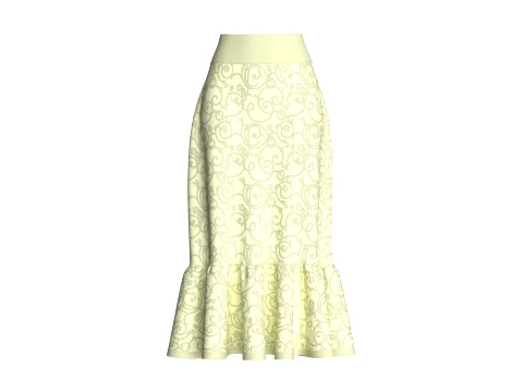 Saia maxi estampada floral para meninas com bainha com babados Modelo 3D