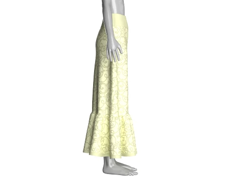 Girls Floral Printed Maxi Skirt With Ruffled Hem 3D Model