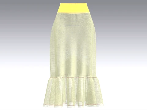Girls Floral Printed Maxi Skirt With Ruffled Hem 3D Model