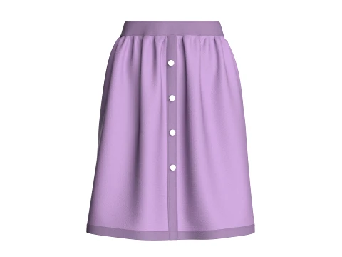Girls Front Button Skirt 3D Model