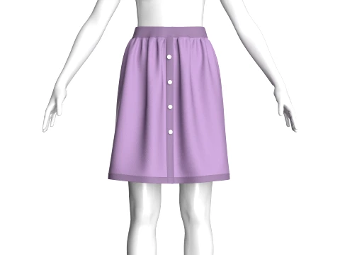 Girls Front Button Skirt 3D Model