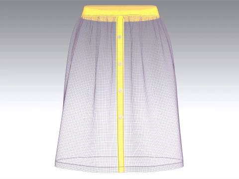 Girls Front Button Skirt 3D Model