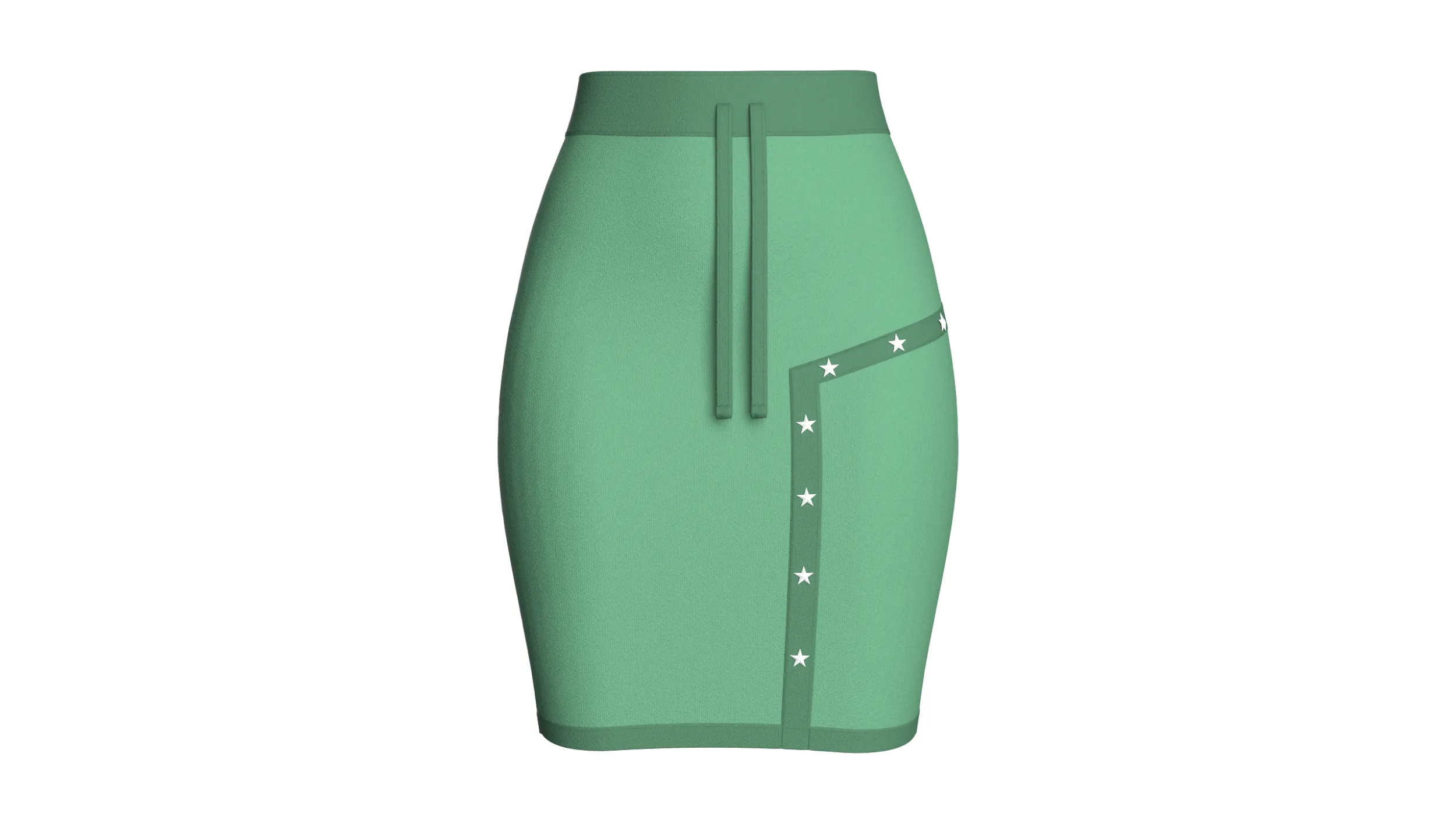 Girls High-Waisted Green Mini Skirt 3D Model .c4d .max .obj .3ds .fbx .stl .blend 