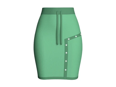Groene minirok met hoge taille voor meisjes 3D Model