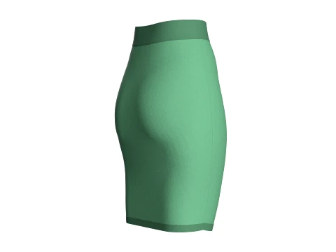 Girls High-Waisted Green Mini Skirt 3D Model