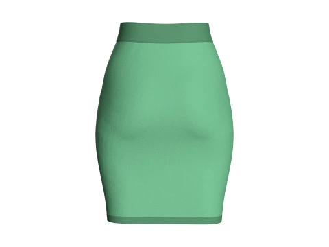 Girls High-Waisted Green Mini Skirt 3D Model