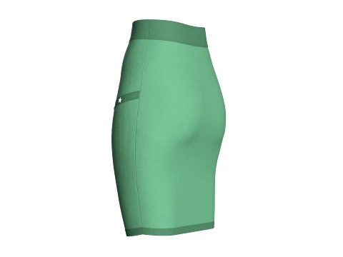 Girls High-Waisted Green Mini Skirt 3D Model