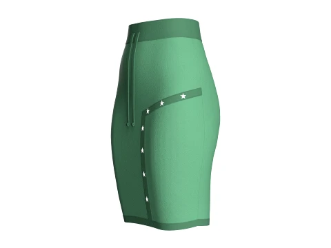 Girls High-Waisted Green Mini Skirt 3D Model