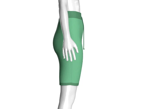 Girls High-Waisted Green Mini Skirt 3D Model