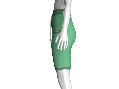 Girls High-Waisted Green Mini Skirt 3D Model