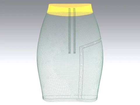 Girls High-Waisted Green Mini Skirt 3D Model