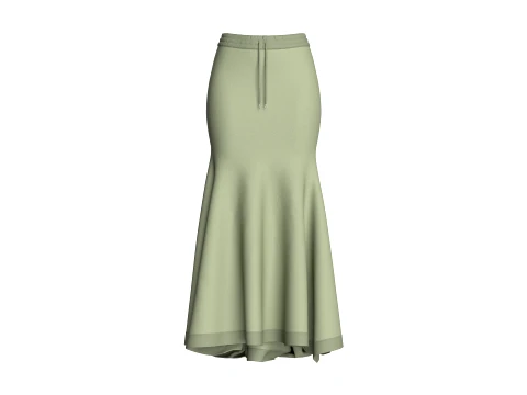 Maxirok met hoge taille en trekkoord voor meisjes 3D Model