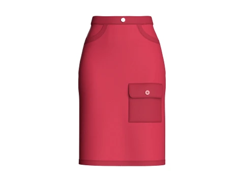 Rok met flapzak voor meisjes aan de zijkant 3D Model