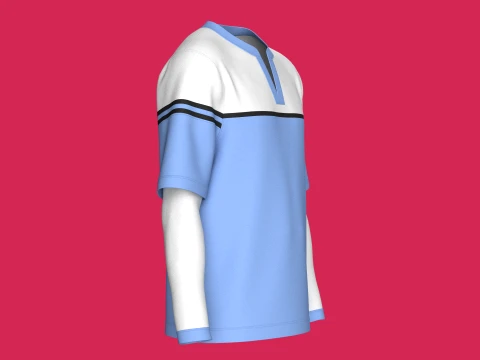 Men Color Blocked 2in1 Layered Sleeve T-shirt 3D Model