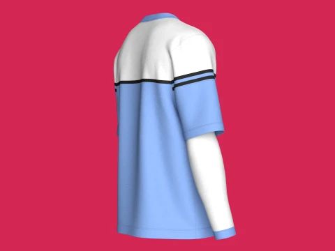 Men Color Blocked 2in1 Layered Sleeve T-shirt 3D Model