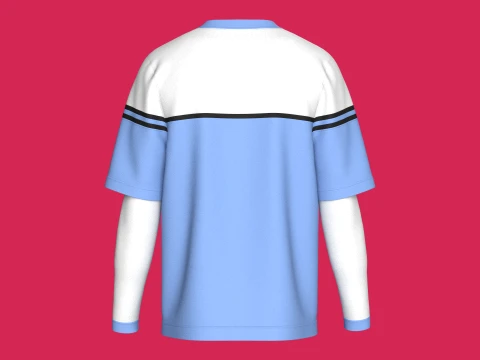 Men Color Blocked 2in1 Layered Sleeve T-shirt 3D Model