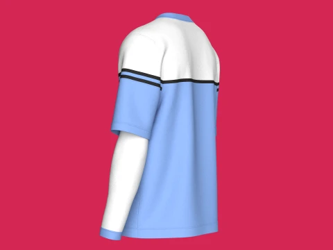 Men Color Blocked 2in1 Layered Sleeve T-shirt 3D Model