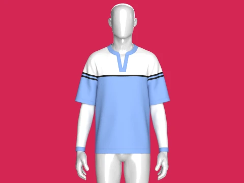 Men Color Blocked 2in1 Layered Sleeve T-shirt 3D Model