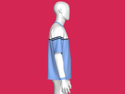 Men Color Blocked 2in1 Layered Sleeve T-shirt 3D Model