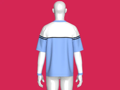 Men Color Blocked 2in1 Layered Sleeve T-shirt 3D Model