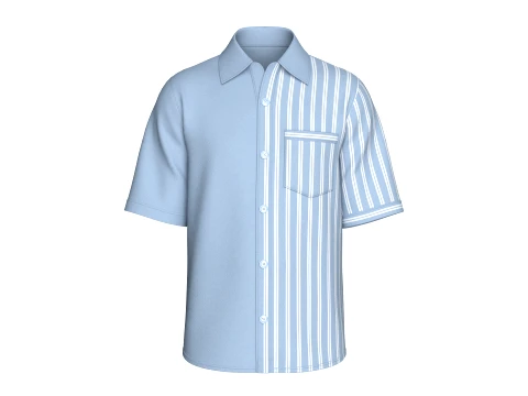 Camisa de hombres con rayas medio laterales y manga corta Modelo 3D