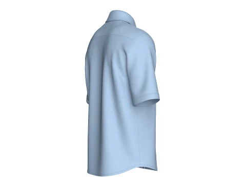 Men Half-Side Striped Shirt With Short Sleeve 3D Model