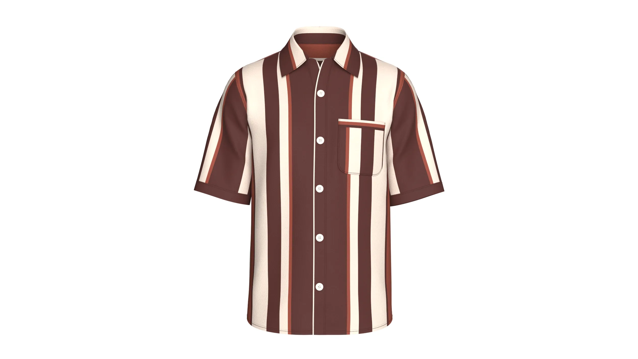 Men Short SleeveVertical Bold-Striped Shirt 3D Model .c4d .max .obj .3ds .fbx .stl .blend 