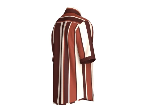 Men Short SleeveVertical Bold-Striped Shirt 3D Model
