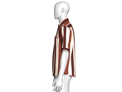 Men Short SleeveVertical Bold-Striped Shirt 3D Model