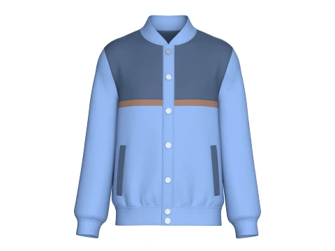 Varsity-bomberjack met driekleurige knopen voor heren 3D Model